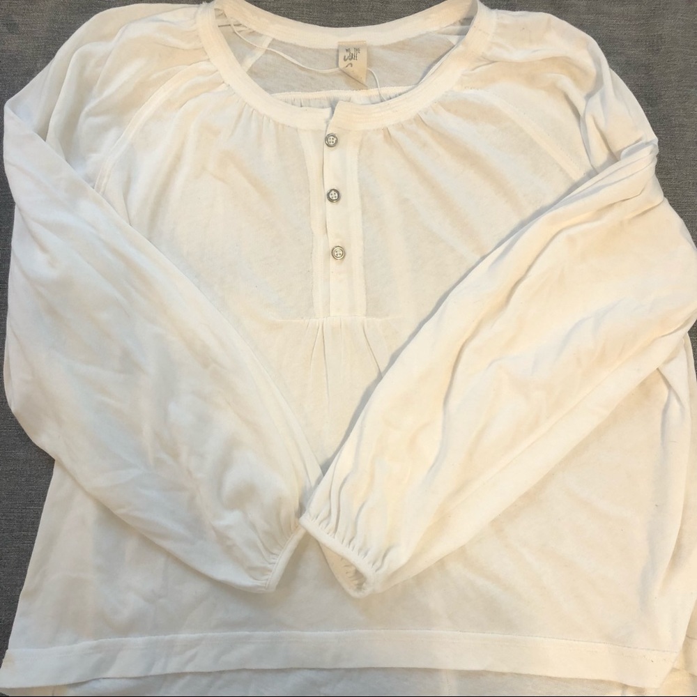 White Free People WE THE FREE Oversized Henley top GUC
